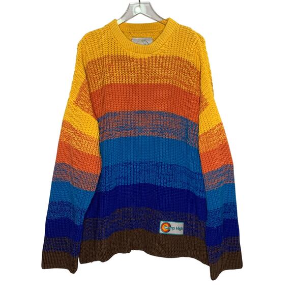 Camp High Other - Camp High Sunset Striped Recycled Cotton Sweater L/XL Rainbow Gradient